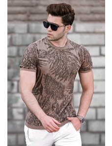 Madmext Men's Patterned Camel T-Shirt 5113