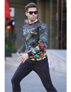 Madmext Men's Multi Color Crew Neck Sweatshirt 2142