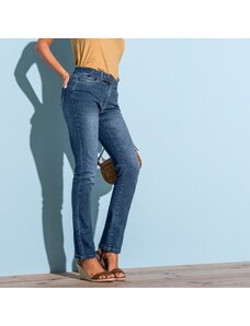 Blancheporte Rovné džíny s páskem, pro malou postavu modrá 34