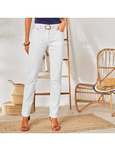 Blancheporte Rovné kalhoty pro malou postavu bílá 36