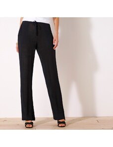 Blancheporte Široké jednobarevné kalhoty z krepónu černá 38