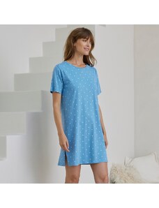 Blancheporte Krátká noční košile s potiskem puntíků modrá 34/36