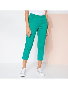 Blancheporte 3/4 plátěné kalhoty s pružným pasem zelená 38
