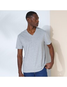 Blancheporte Sada 3 triček s výstřihem do "V" a krátkými rukávy šedý melír+červený melír+černá 107/116 (XL)