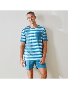 Blancheporte Pyžamo s pruhy, šortkami a krátkými rukávy modrá/bílá 77/86 (S)