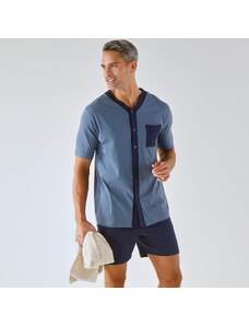 Blancheporte Dvoubarevné pyžamo s tričkem na knoflíky a se šortkami modrá 97/106 (L)