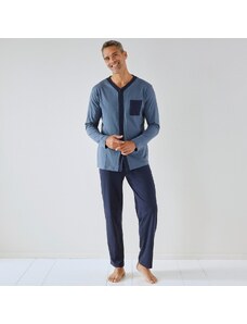 Blancheporte Dvoubarevné pyžamo s tričkem na knoflíky a s kalhotami modrá 97/106 (L)
