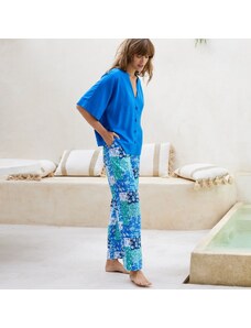 Blancheporte Pyžamo s kalhotami a potiskem patchwork vzoru modrá 38
