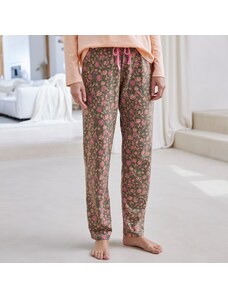 Blancheporte Pyžamové kalhoty s potiskem květin "Bohème" khaki/růžová 46/48