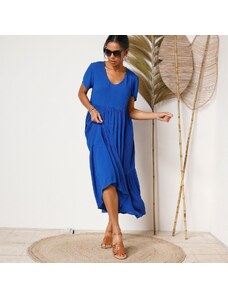 Blancheporte Jednobarevné šaty s výstřihem do "V" tmavě modrá 50