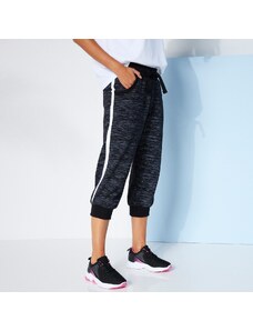 Blancheporte 3/4 jogging meltonové kalhoty s potiskem melíru černý melír/bílá 34/36