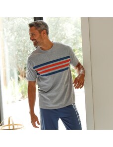 Blancheporte Pyžamové tričko s krátkými rukávy a pruhy šedá/oranžová 77/86 (S)