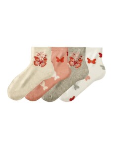 Blancheporte Sada 4 párů kotníkových ponožek s motivem motýlů tělová 35-38
