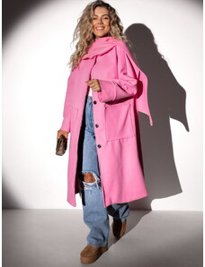 Erikafashion Růžový oversized kabát NELIDA s límcem