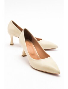 LuviShoes PEDRA Ecru-Beige Skin Women's Heeled Shoes
