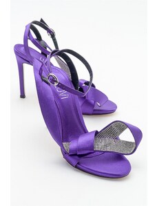 LuviShoes Pares Women's Purple Satin Heeled Shoes