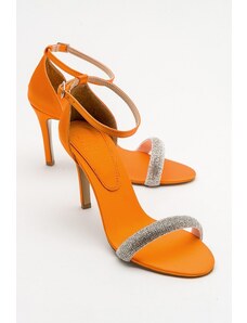 LuviShoes Siesta Women's Orange Satin Heeled Shoes