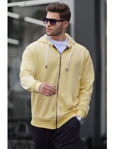 Madmext Yellow Zipper Hooded Sweatshirt 6161