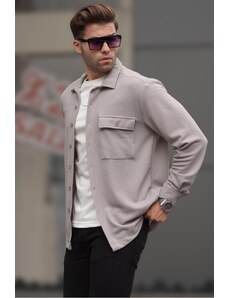 Madmext Men's Dyed Gray Plain Lumberjack Shirt 6721