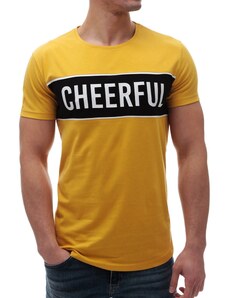 Madmext Printed Crew Neck Yellow T-Shirt 2881