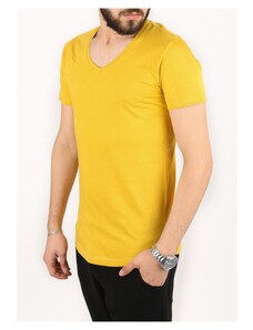 Madmext V-neck Mustard Yellow T-shirt 2309