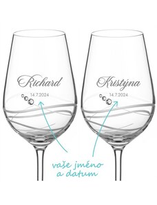Svatební skleničky na víno Venezia s krystaly Swarovski 2 ks