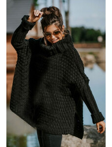 Fashionweek Nádherný pletený kabát pončo s rolákem VANESSA