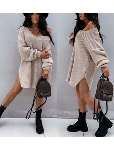 Fashionweek Pletené sveterové šaty výstrih do" V" MD760