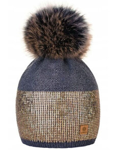 Fashionweek Dámská čepice Lesklá flitrová čepice bohatý styl s bambulí flísová podšívka WOOL- MONTANA
