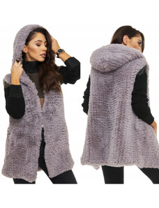 Fashionweek Chlupatá kožešinová vesta s kapuci PREMIUM KARR01