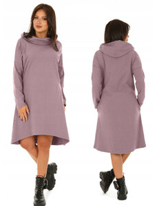 Fashionweek Pohodlné teplákové šaty s kapsami široký komín MF607