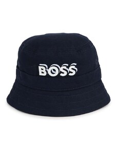 Dětská bavlněná čepice BOSS tmavomodrá barva