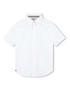 Dětská bavlněná košile BOSS bílá barva