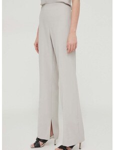 Kalhoty Calvin Klein dámské, šedá barva, jednoduché, high waist, K20K207258