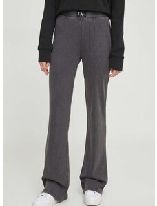Kalhoty Calvin Klein Jeans dámské, šedá barva, zvony, high waist