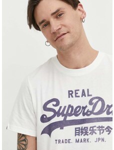 Bavlněné tričko Superdry bílá barva