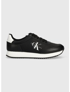 Sneakers boty Calvin Klein Jeans RUNNER LOW LACE MIX ML MET černá barva, YW0YW01370