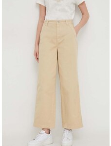 Kalhoty Pepe Jeans Tasha dámské, béžová barva, jednoduché, high waist
