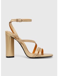 Kožené sandály Tommy Hilfiger TH GOLD BLOCK HIGH HEEL zlatá barva, FW0FW07753