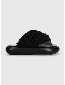 Pantofle JW Anderson Crochet Twister dámské, černá barva, na platformě, ANW42027A