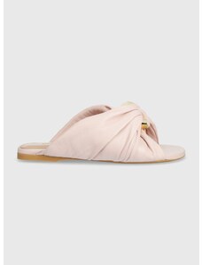 Kožené pantofle JW Anderson Corner Heel dámské, růžová barva, ANW42061A