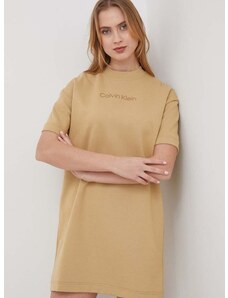 Bavlněné šaty Calvin Klein béžová barva, mini, K20K207003