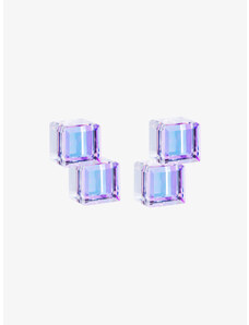 Náušnice z chirurgické oceli Crystal Cubes, kostky s českým křišťálem Preciosa, vitrail light