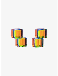 Náušnice z chirurgické oceli Crystal Cubes, kostky s českým křišťálem Preciosa, vitrail medium