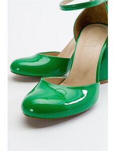 LuviShoes Oslo Green Patent Leather Women's Heeled Shoes