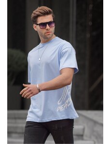 Madmext Baby Blue Patterned Men's T-Shirt 6178