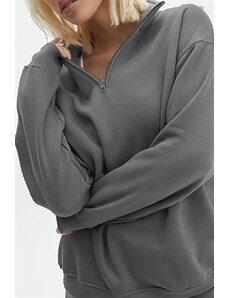 Madmext Smoky Zipper Detailed Oversize Sweatshirt
