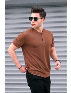 Madmext Men's Camel Buttoned Knitwear T-Shirt