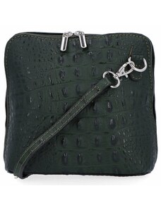 Kožené kabelka listonoška Genuine Leather lahvově zelená 218