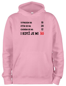 Super plecháček Mikina s kapucí a potiskem Je mi 50